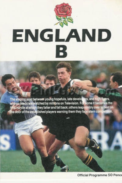 1991 England B v France B  Rugby Programme